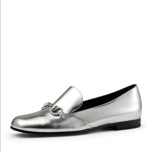 Gucci Kira Horsebit Metallic Leather Loafers